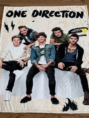 Vintage 2013 One Direction Fleece Throw Blanket Harry Styles Liam Zayn Niall Y2K